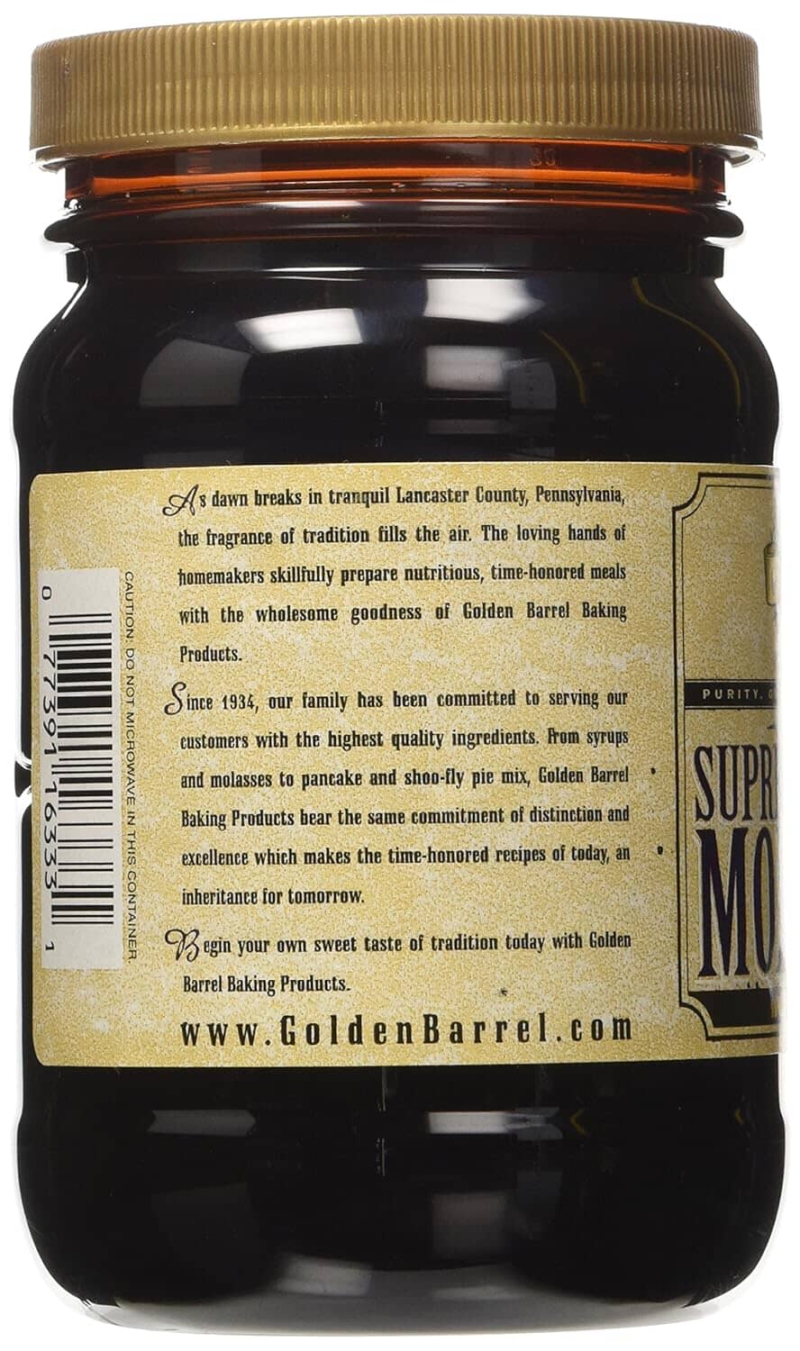Golden Barrel Supreme Unsulfured Black Strap Molasses for Baking, 16 oz Pantry Golden Barrel