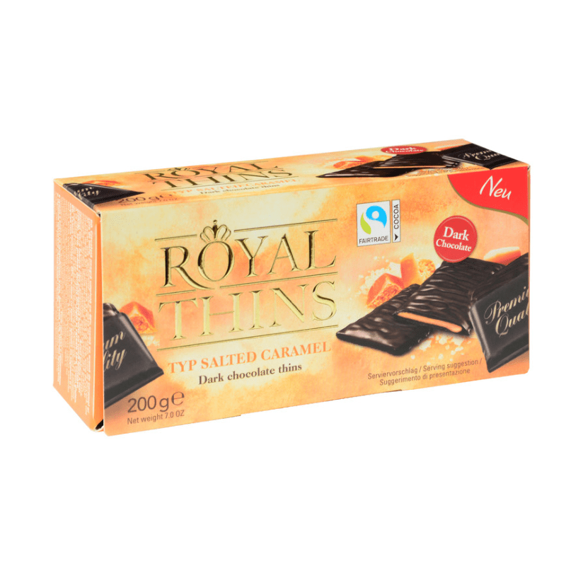 Halloren Royal Thins with Salted Caramel Cream in Dark Chocolate, 7 oz Sweets & Snacks Halloren