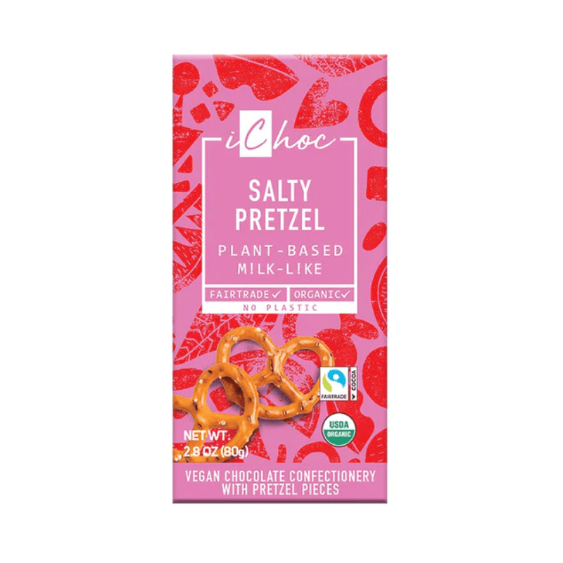 iChoc Vegan & Organic Salty Pretzel Chocolate Bar, 2.8 oz Sweets & Snacks iChoc