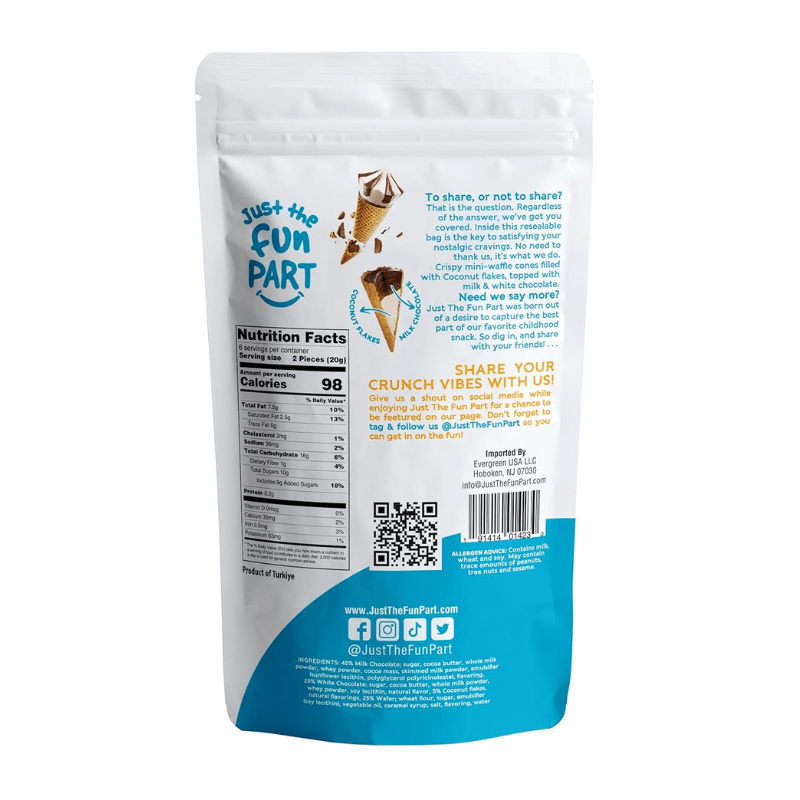 Just The Fun Part Mini Waffle Cones with Coconut Flakes & Chocolate, 4.23 oz Sweets & Snacks Just The Fun Part