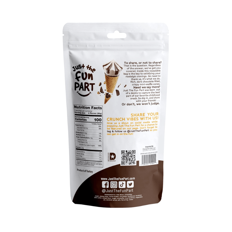 Just The Fun Part Mini Waffle Cones with Dark Chocolate, 4.23 oz Sweets & Snacks Just The Fun Part