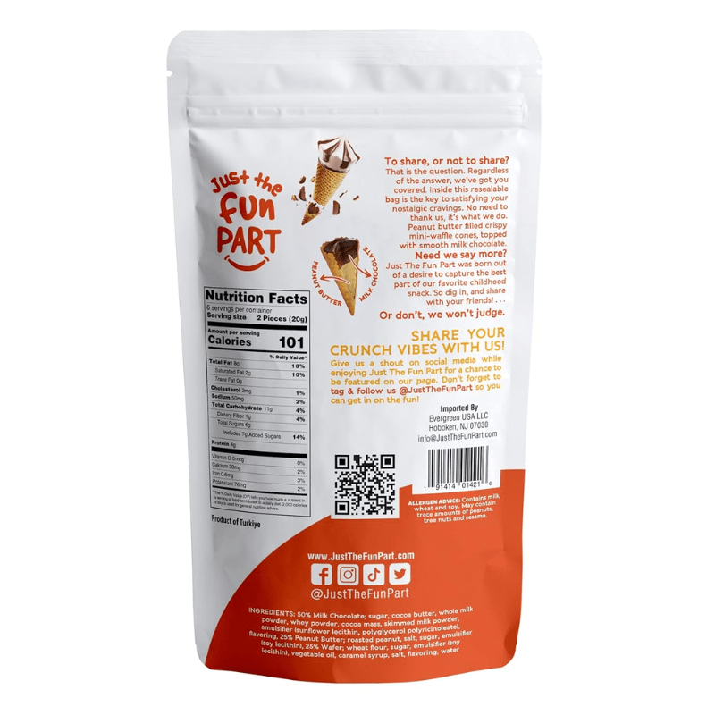 Just The Fun Part Mini Waffle Cones with Peanut Butter & Chocolate, 4.23 oz Sweets & Snacks Just The Fun Part
