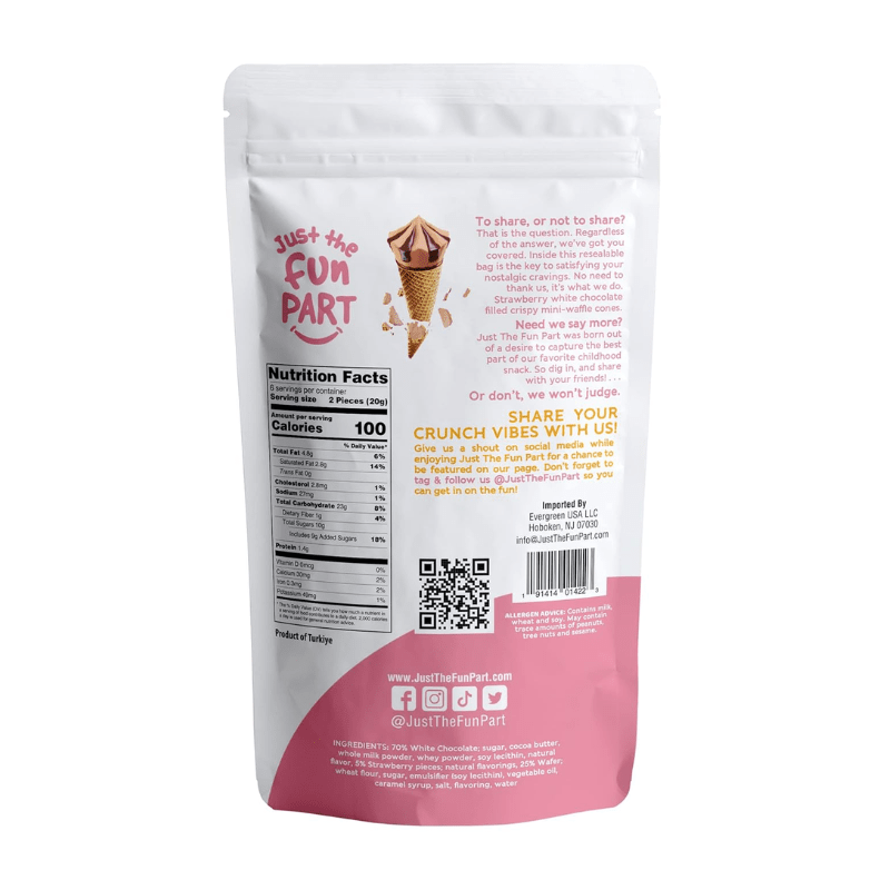 Just The Fun Part Mini Waffle Cones with Strawberry & White Chocolate, 4.23 oz Sweets & Snacks Just The Fun Part