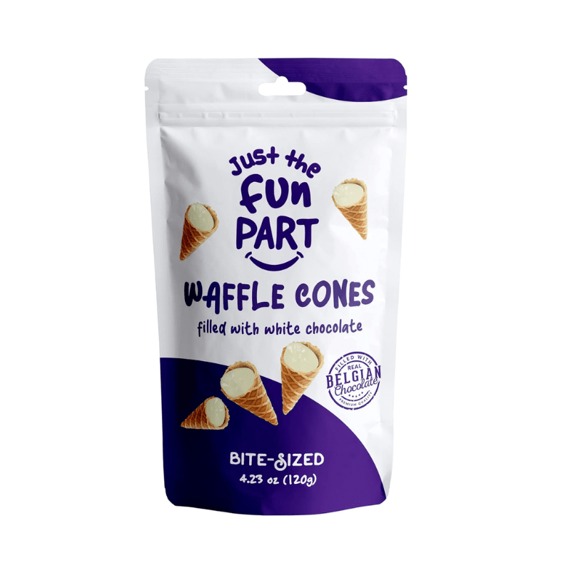 Just The Fun Part Mini Waffle Cones with White Chocolate, 4.23 oz Sweets & Snacks Just The Fun Part