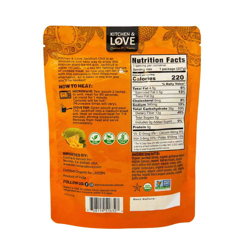 Kitchen & Love Ready to Heat Chunky Jackfruit Chili, 8 oz Fruits & Veggies Kitchen & Love