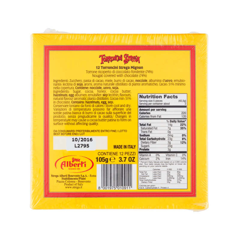 Strega Mini Torroncini Gift Box, 3.7 oz -12 Pieces Sweets & Snacks Strega