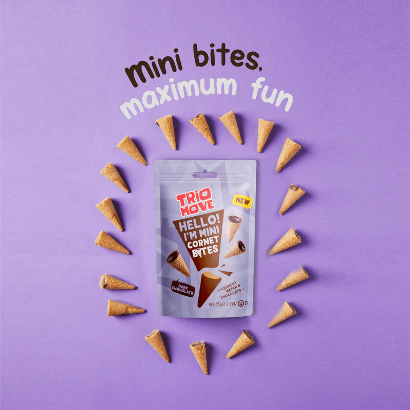 Trio Move Mini Cornet Bites with Dark Chocolate, 2.65 oz Supermarket Italy