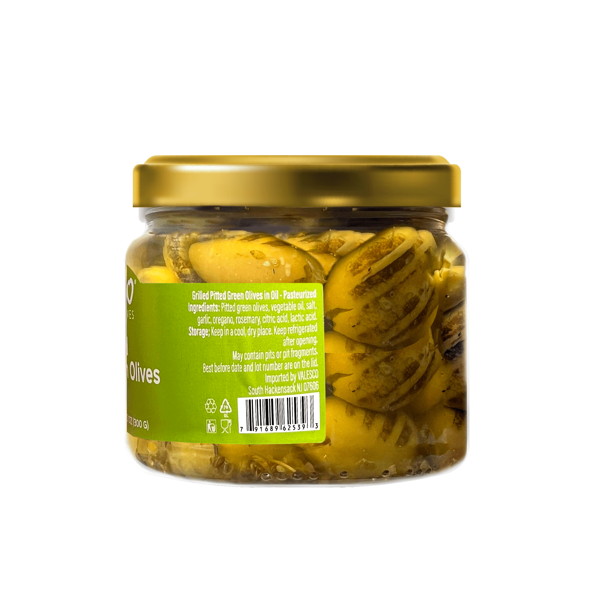 Valesco Grilled Pitted Green Olives in Oil, 10.5 oz Oil & Vinegar Valesco