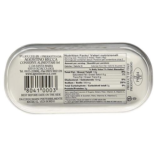 Agostino Recca Anchovies in Olive Oil Tin, 2 oz Seafood Agostino Recca