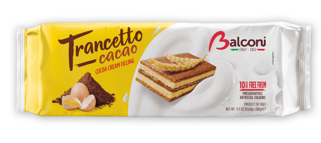 Balconi Trancetto Snack Cakes with Cocoa Cream Filling, 280 grams Sweets & Snacks Balconi