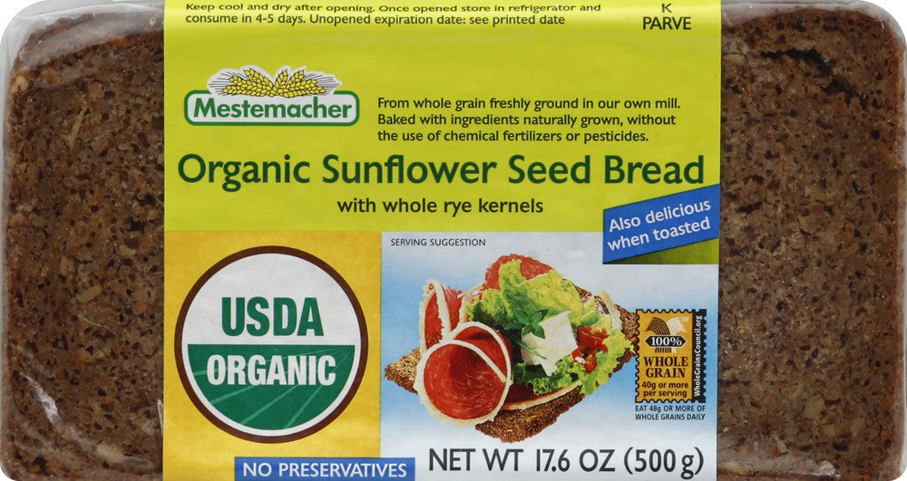 Mestemacher Organic Natural Sunflower Seed Bread - 17.6 oz
