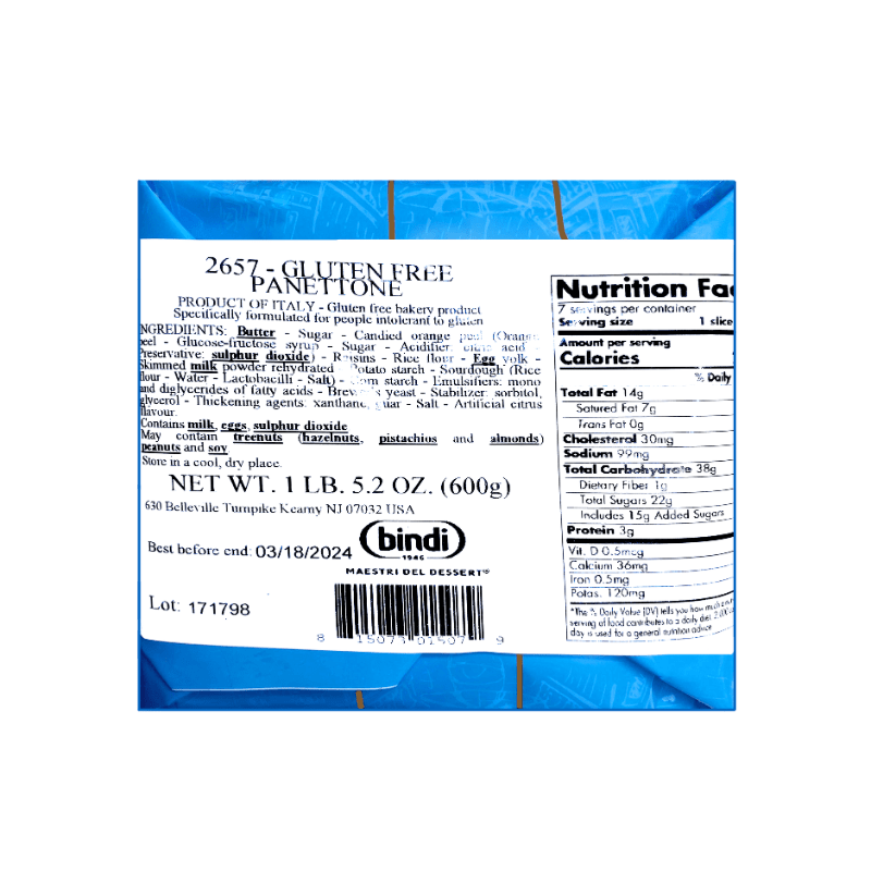 Bindi Gluten Free Panettone, 1.65 Lbs (600g) Sweets & Snacks Bindi