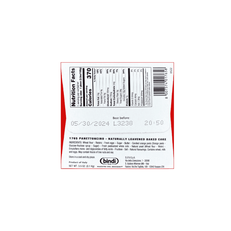 Bindi Panettoncino, 3.5 oz Sweets & Snacks Bindi