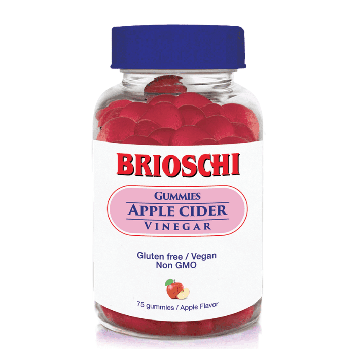 Brioschi Apple Cider Vinegar Gummies, 75 Count Health & Beauty Brioschi