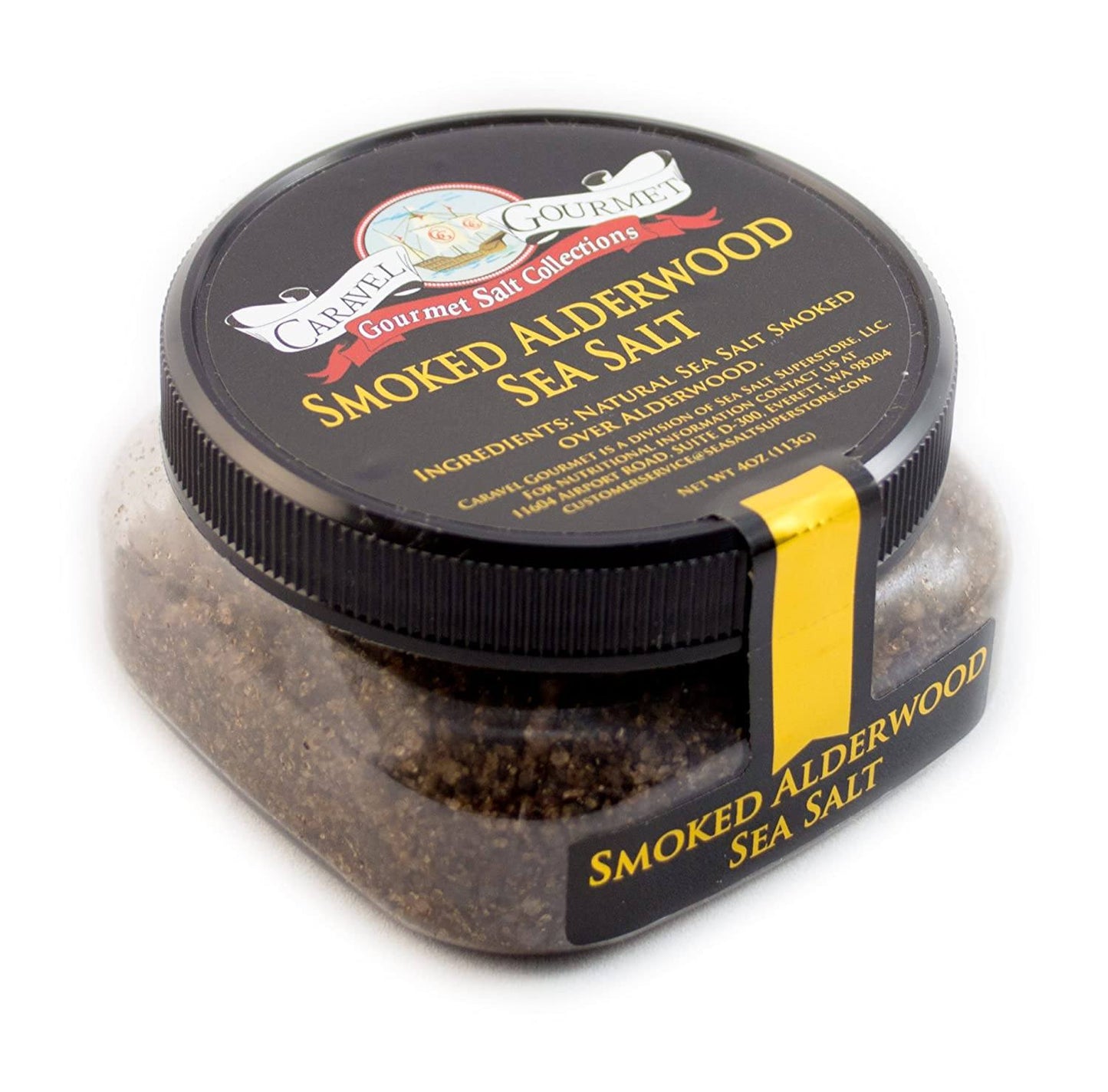 Caravel Gourmet Smoked Alderwood Fine Sea Salt, Stackable Jars, 4 oz Pantry Caravel Gourmet
