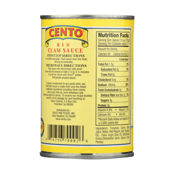 Cento Red Clam Sauce, 10.5 oz Sauces & Condiments Cento