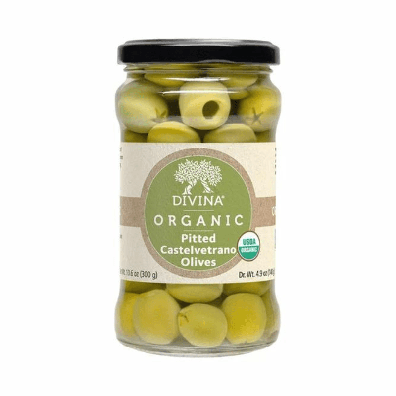 Divina Organic Pitted Castelvetrano Olives in Jar, 10.6 oz Olives & Capers Divina