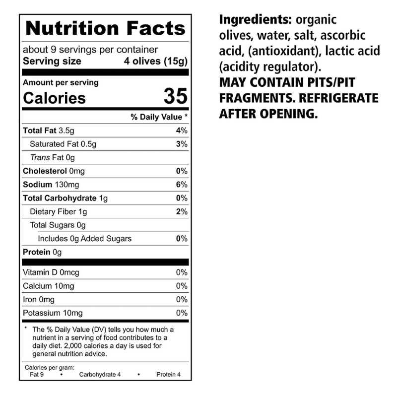 Divina Organic Pitted Castelvetrano Olives in Jar, 10.6 oz Olives & Capers Divina