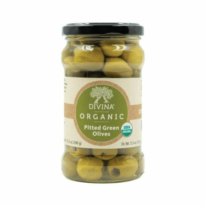 Divina Organic Pitted Green Olives in Jar, 10.2 oz Olives & Capers Divina