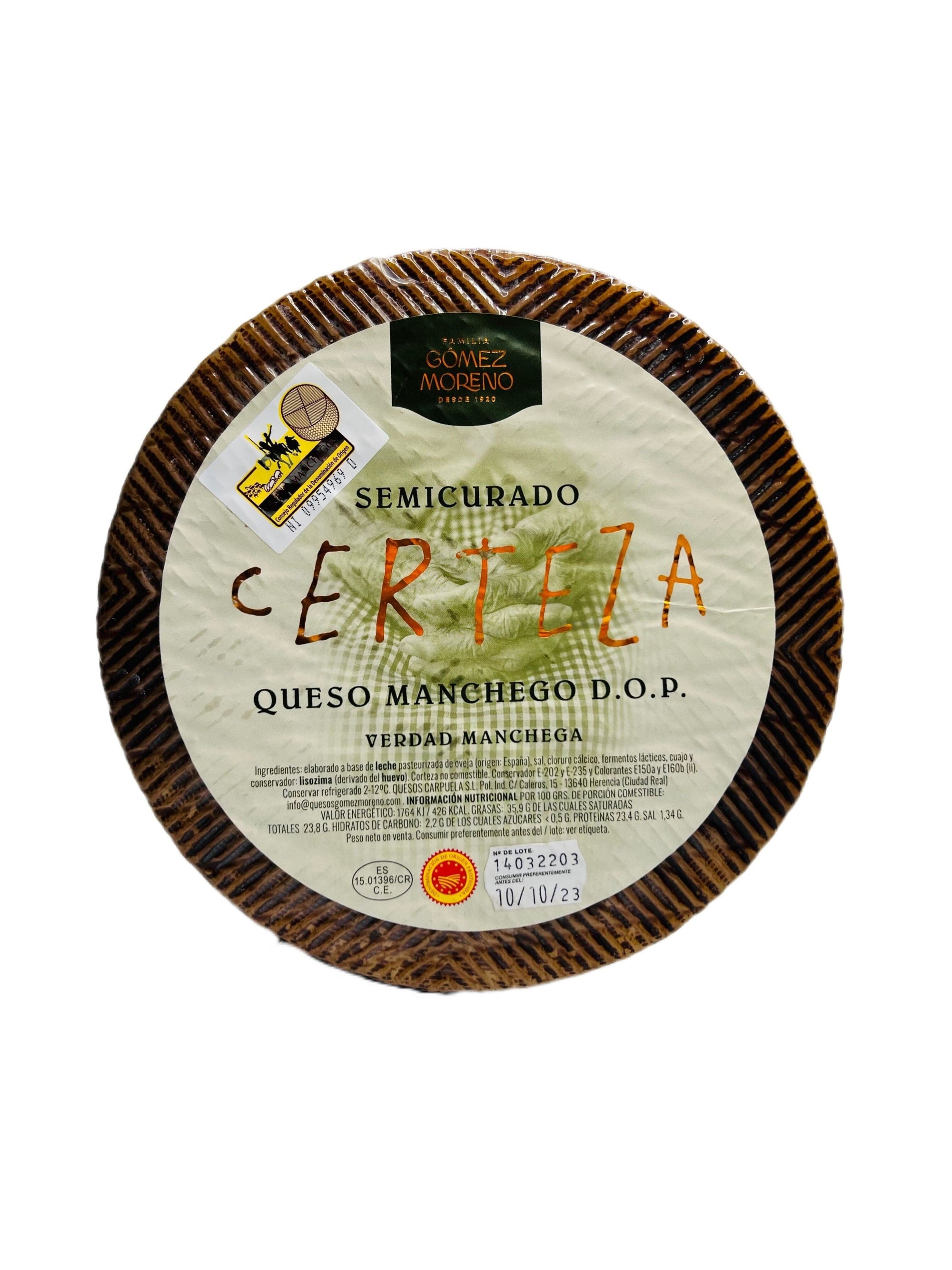 Don Gregorio Spanish Manchego DOP 3 Months Aged, 6 lb..