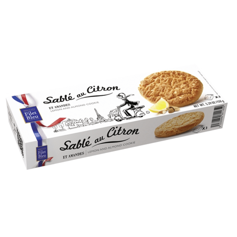 Filet Bleu Shortbread Cookies with Lemon & Almond, 5.29 oz Sweets & Snacks Filet Bleu