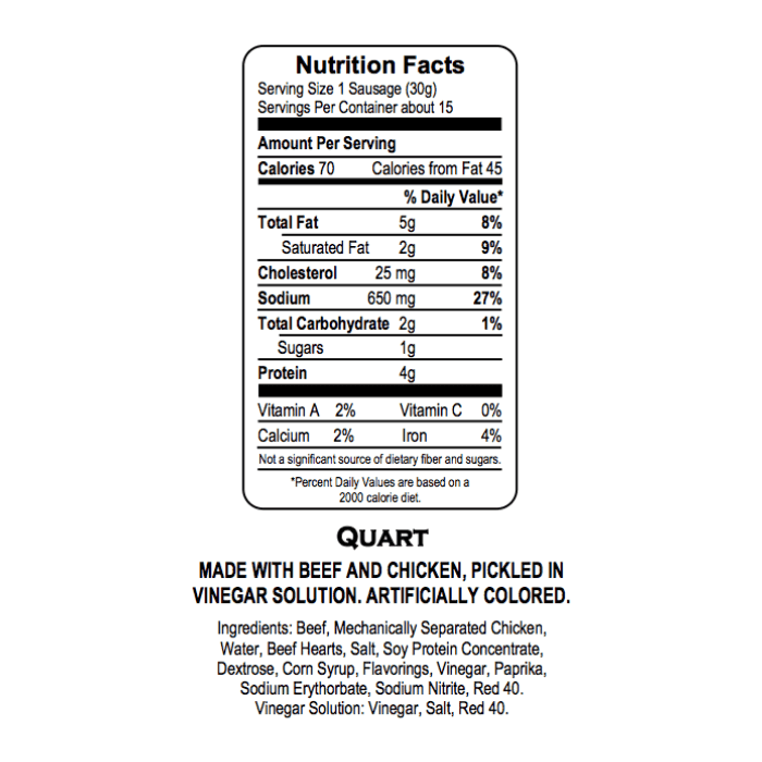 Herb's Red Hot Pickled Sausage, 1 Lb Meats Herb's