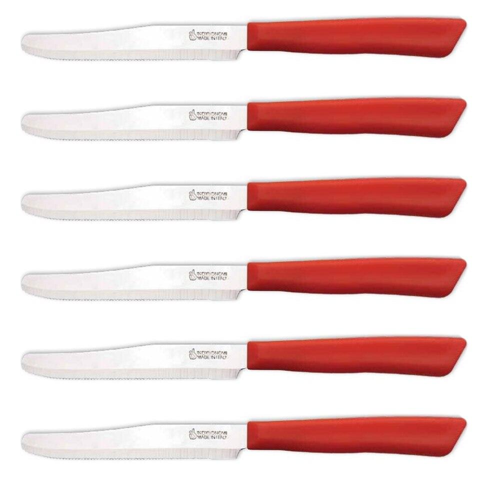 Inoxbomi Italian Table Stainless Steel Knife 11 cm Red, Set of 6