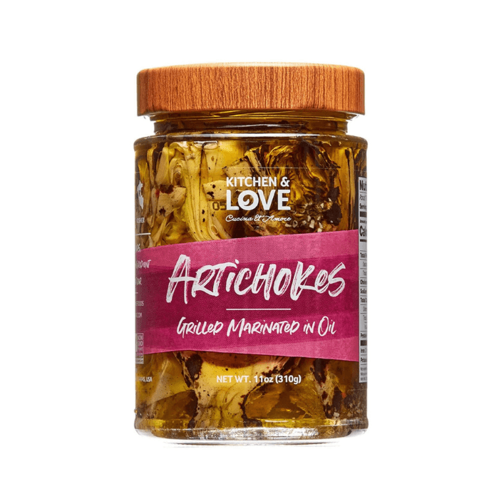 Kitchen & Love Halved Grilled Marinated Artichoke Hearts in Oil, 11 oz Fruits & Veggies Kitchen & Love