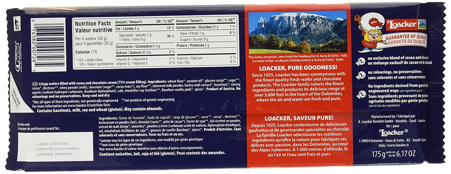 Loacker Chocolate Wafers, 6.17 oz Sweets & Snacks Loacker