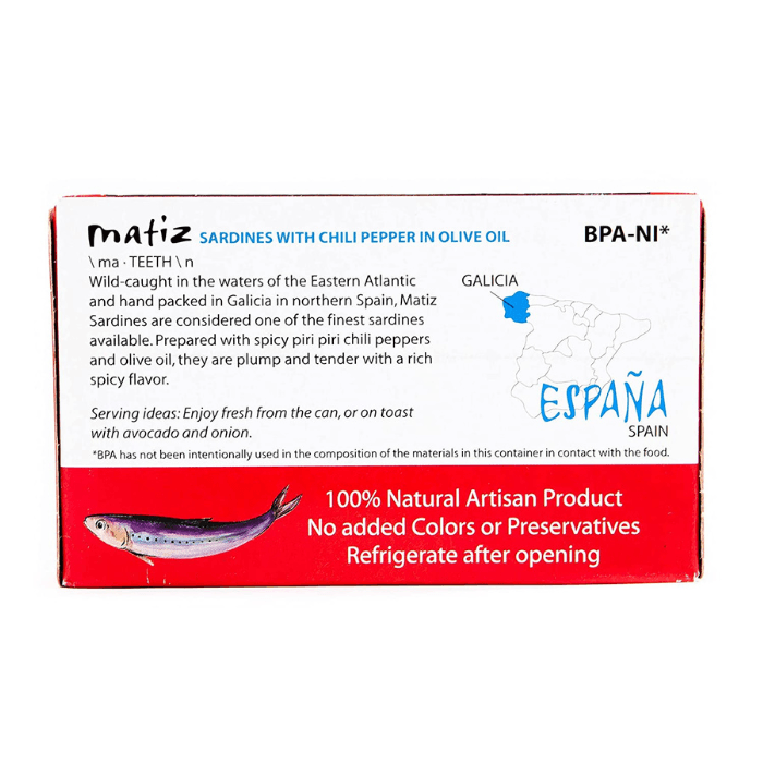 Matiz Gallego Wild Spicy Sardines in Olive Oil, 4.2 oz Seafood Matiz