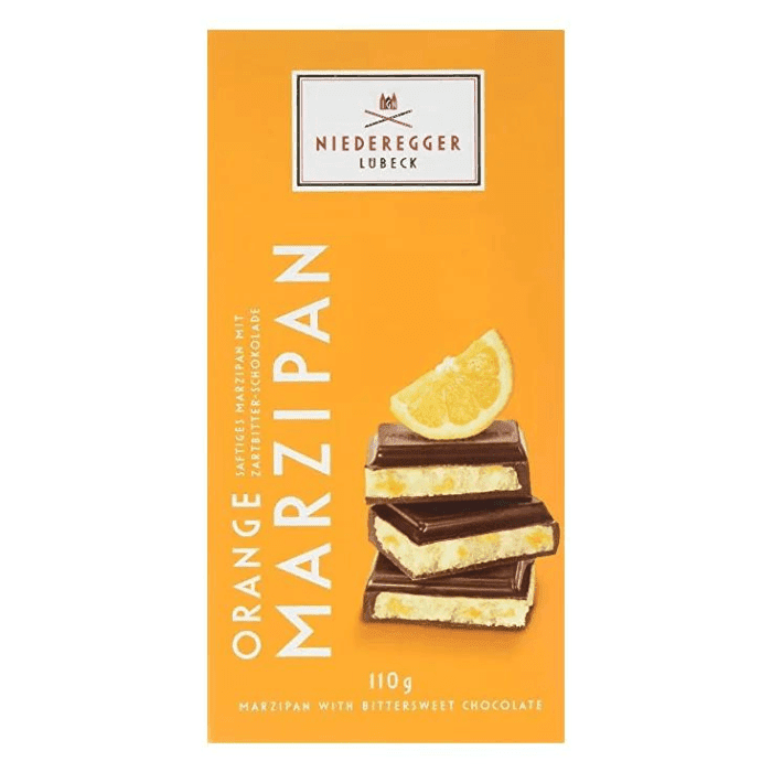 Niederegger Orange Marzipan Covered with Chocolate Bar, 3.88 oz Sweets & Snacks Niederegger