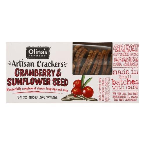 Olina's Bakehouse Cranberry & Sunflower Artisan Cracker, 3.5 oz Sweets & Snacks Olina's Bakehouse