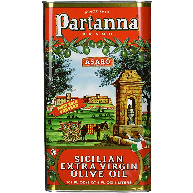 Partanna Extra Virgin Olive Oil Tin, 3 Liters Oil & Vinegar Partanna