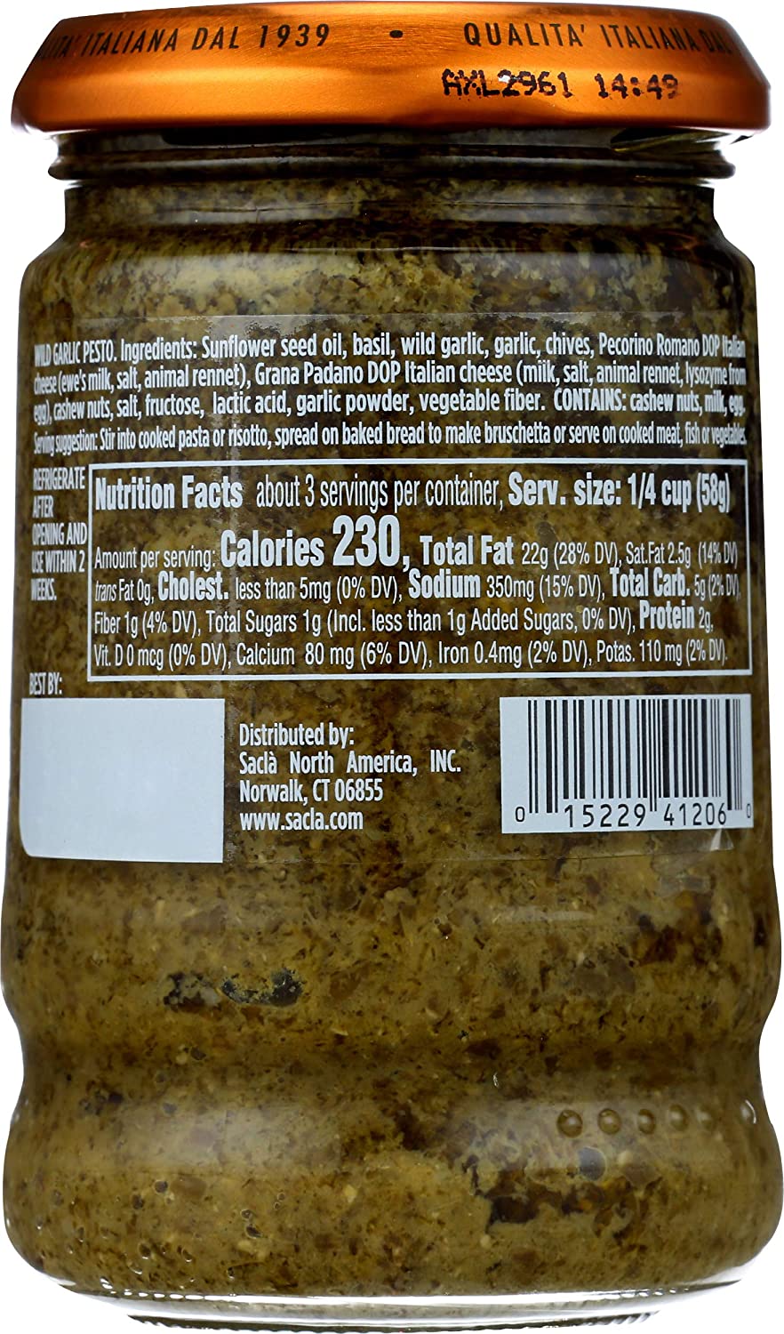 Sacla Wild Garlic Pesto, 6.7 oz Sauces & Condiments Sacla