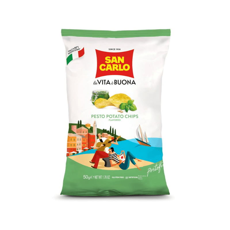 San Carlo Pesto Potato Chips, 1.76 oz | 50g Sweets & Snacks San Carlo