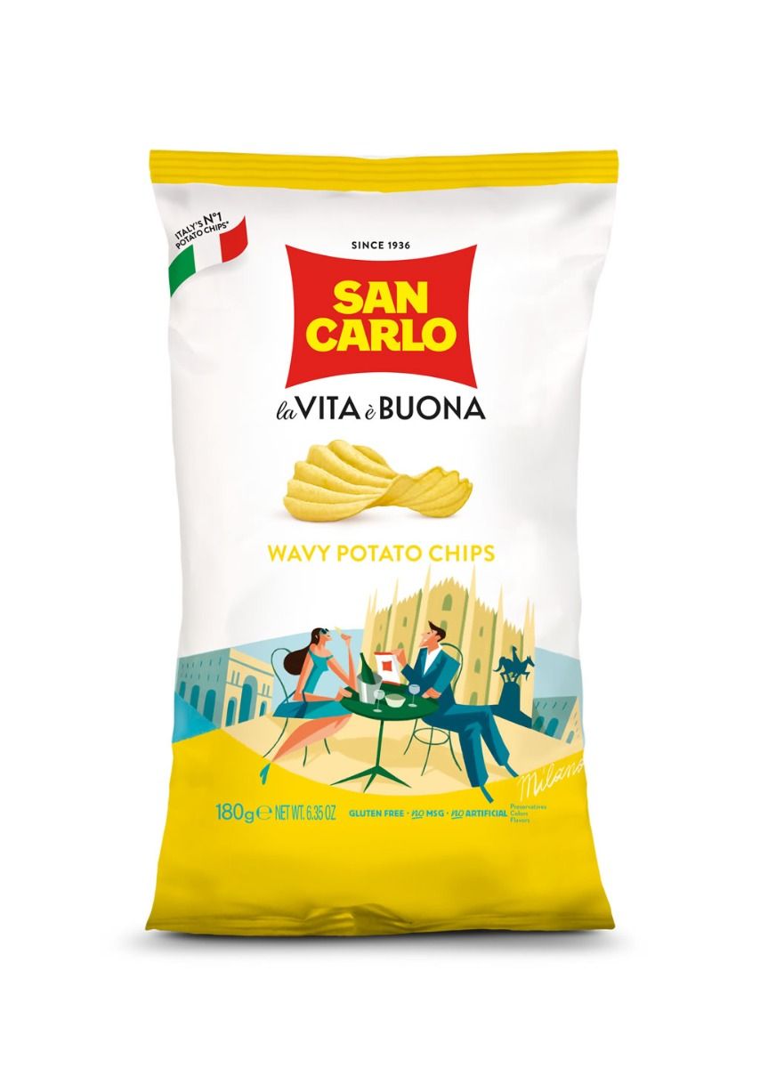 San Carlo Wavy Potato Chips, 6.35 oz (180g) Sweets & Snacks San Carlo