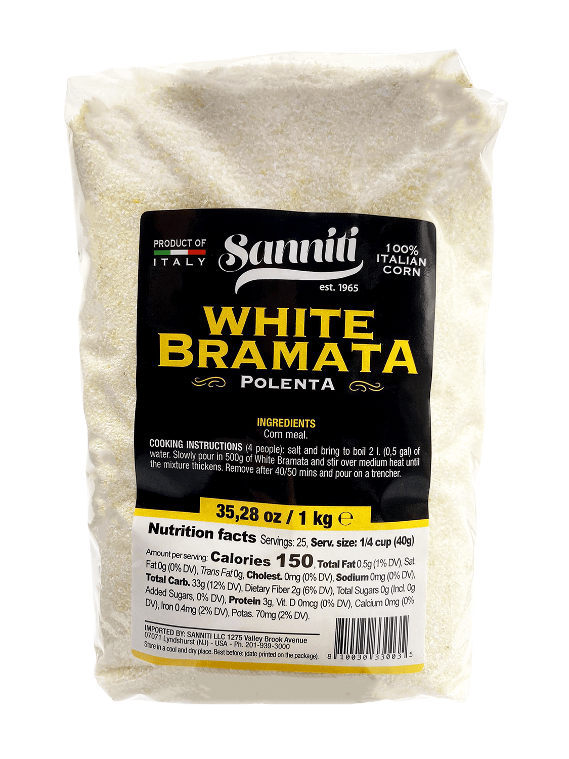 Sanniti Corn Meal White Barmata Polenta, 2.2 Lbs Pasta & Dry Goods Sanniti