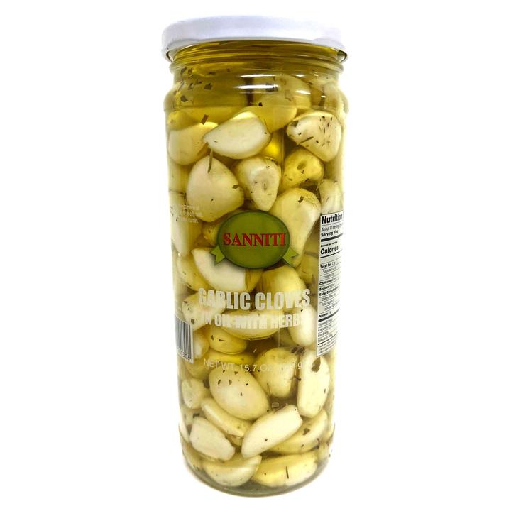 Sanniti Garlic Cloves in Oil with Herb, 15.7 oz (445 g) Olives & Capers Sanniti