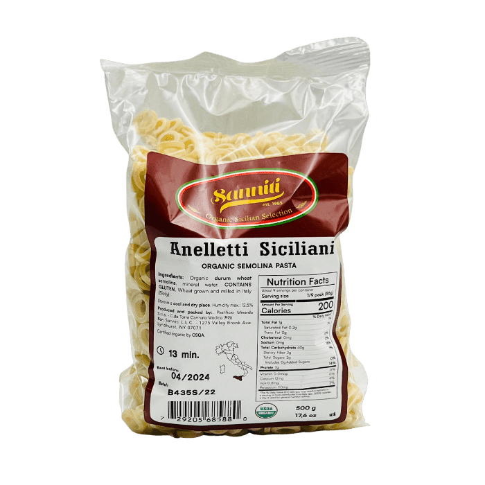 Sanniti Organic Anelletti Pasta, 17.5 oz Pasta & Dry Goods Sanniti
