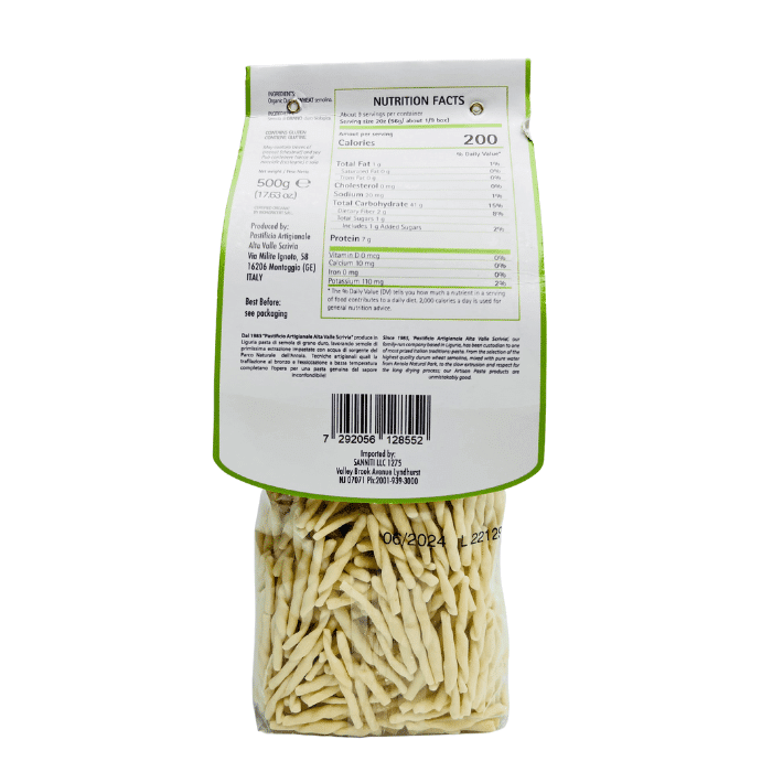 Sanniti Organic Trofie Pasta, 17.6 oz Pasta & Dry Goods Sanniti