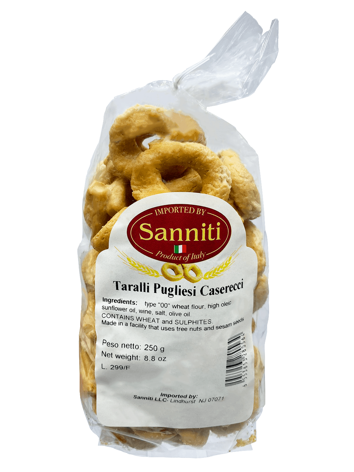 Sanniti Taralli Casarecci Tradizionale, 8.8 oz Sweets & Snacks Sanniti