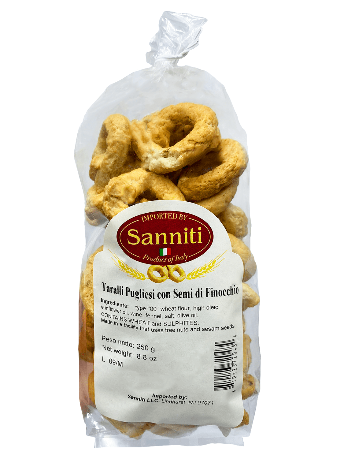 Sanniti Taralli Fennel Finocchio, 8.8 oz Sweets & Snacks Sanniti