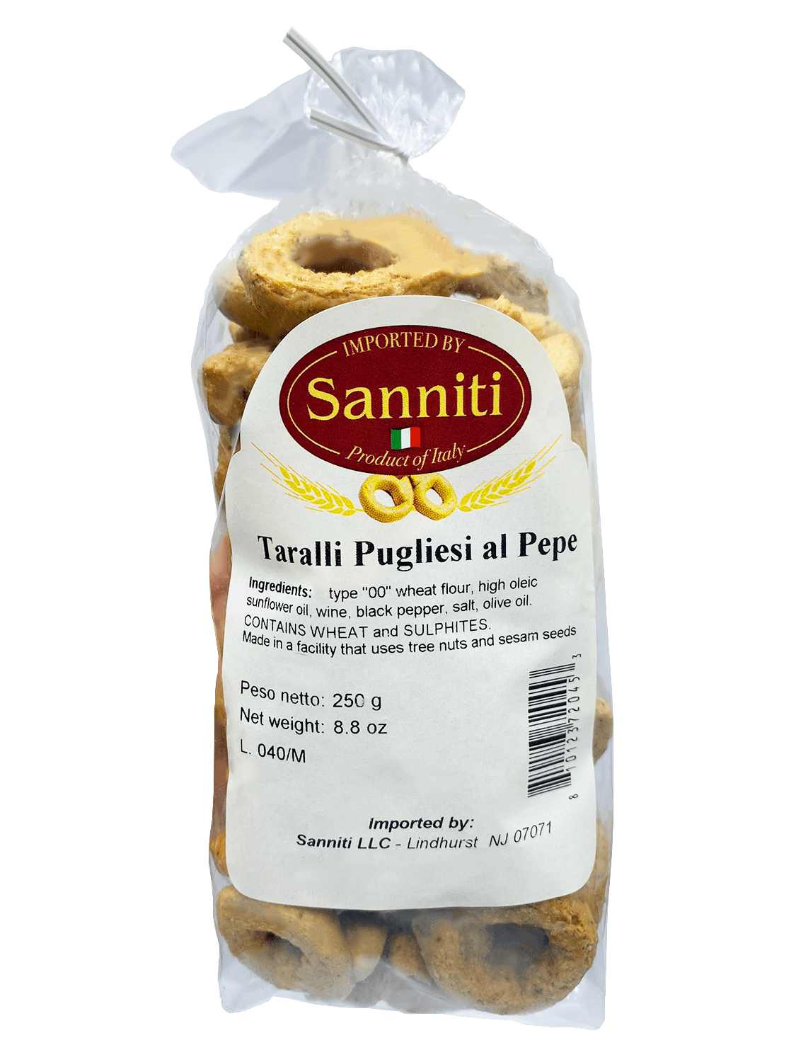 Sanniti Taralli Pugliesi al Pepe, 8.8 oz Sweets & Snacks Sanniti