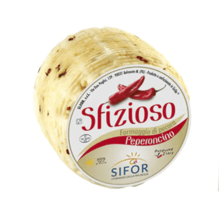 Sifor Sfizioso Primo Sale Sicilian Pecorino with Red Pepper Wheel, 1 Lbs Cheese Sifor
