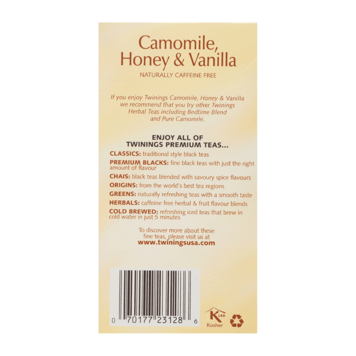 Twinings Camomile Honey & Vanilla Tea, 20 Count Coffee & Beverages Twinings