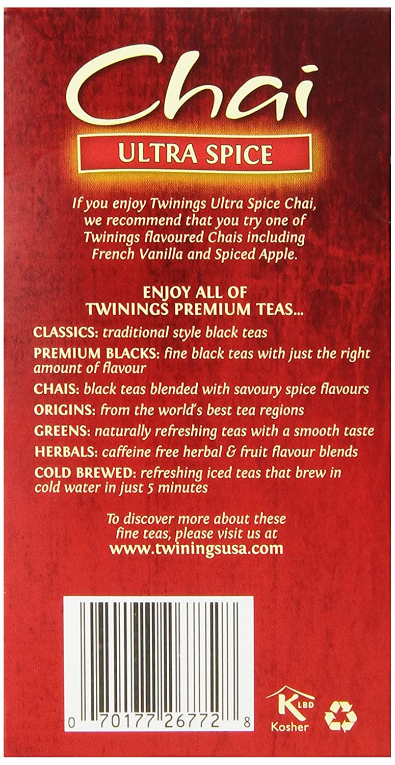 Twinings of London Ultra Spice Chai Tea Bags, 20 Count Coffee & Beverages Twinings