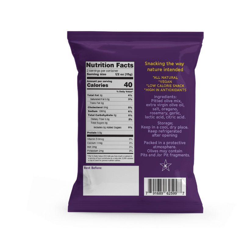 Valesco Garlic and Herbs Pitted Mixed O'lives 2 Snack, 1.1 oz Olives & Capers Valesco