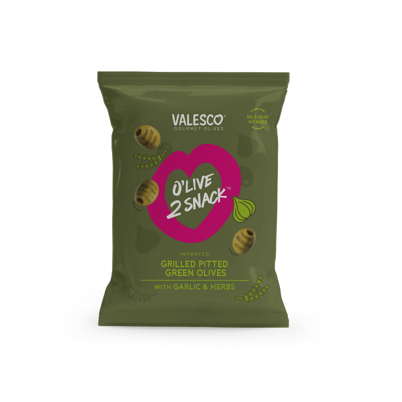Valesco Grilled and Marinated Pitted Green O'lives 2 Snack, 1.1 oz Olives & Capers Valesco