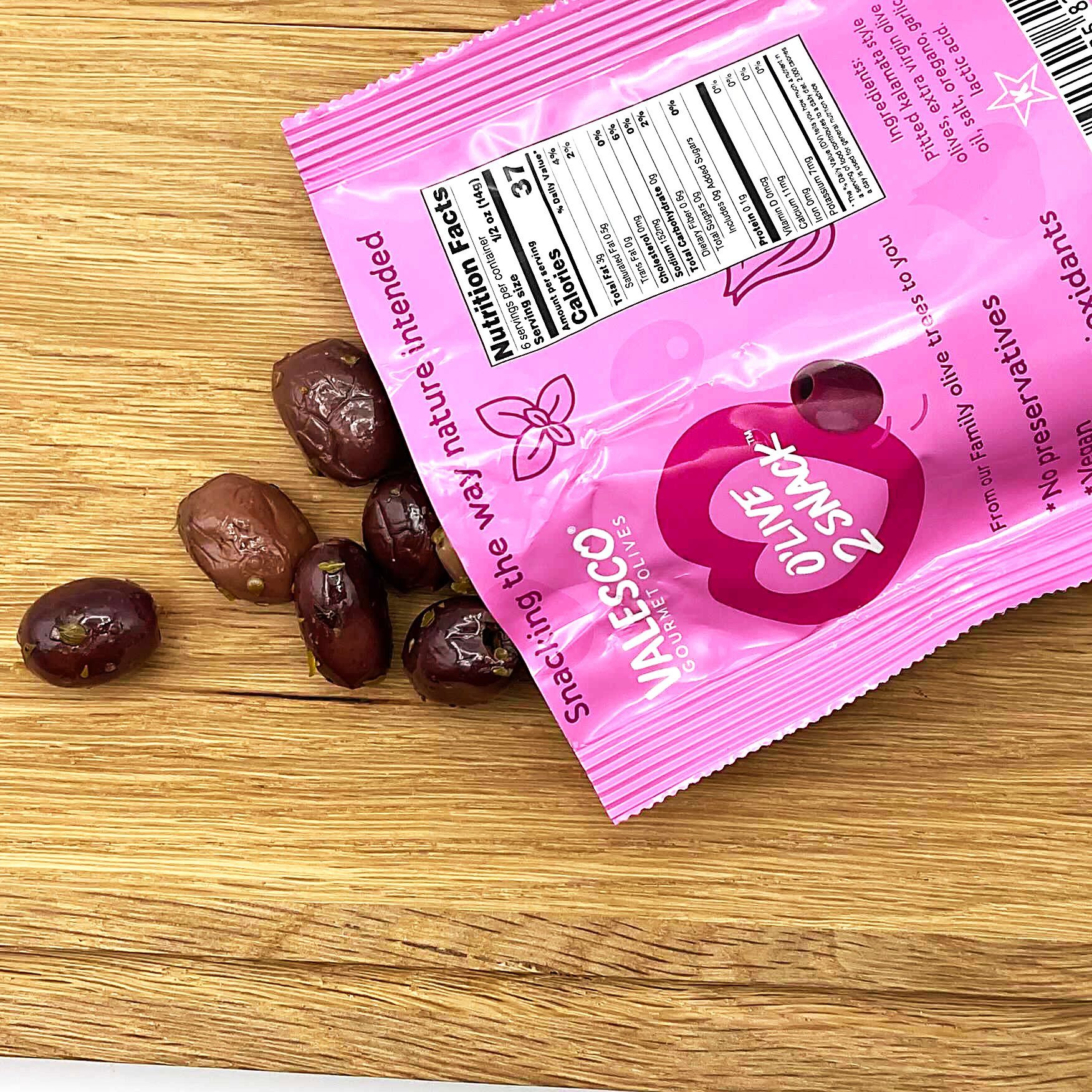 Valesco Oregano and Garlic Pitted Kalamata O'lives 2 Snack, 3 oz Olives & Capers Valesco