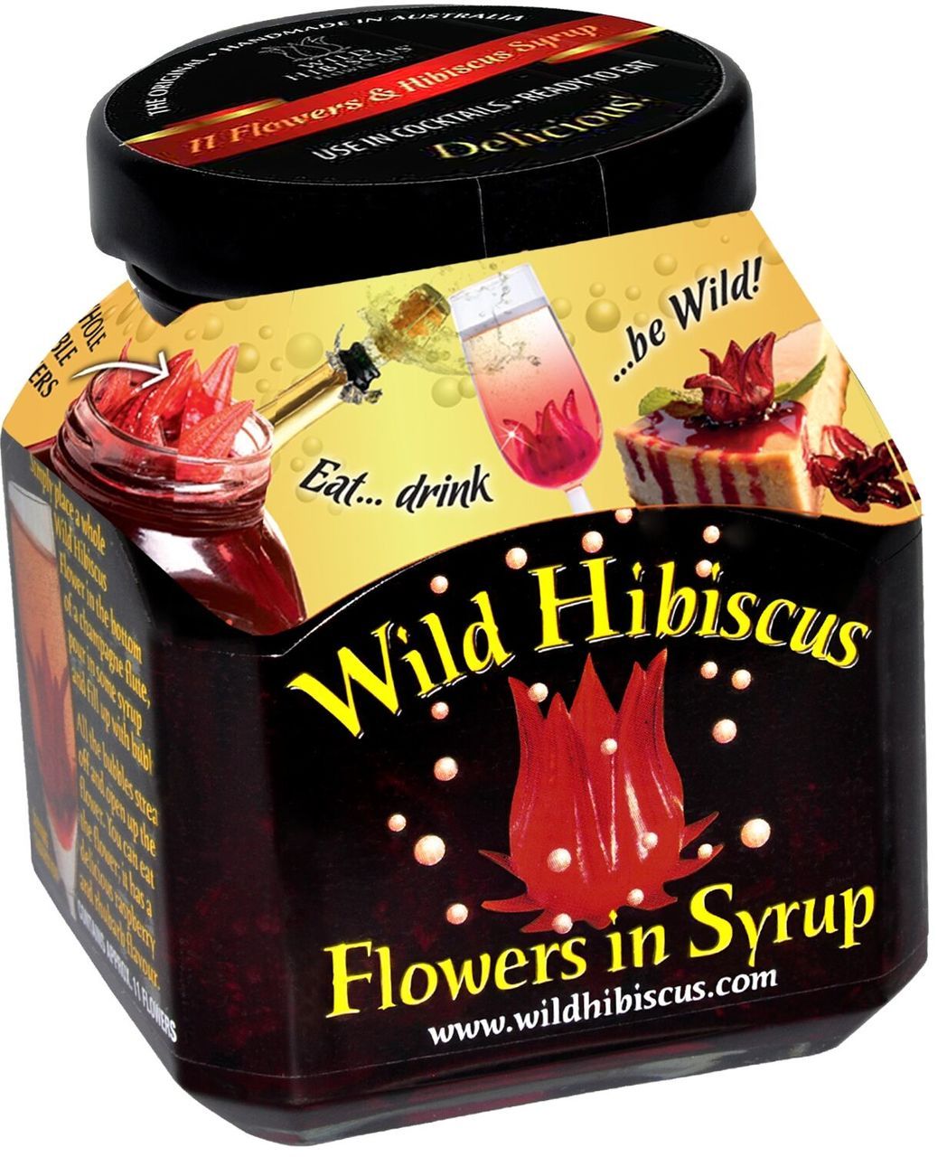 Wild Hibiscus Flowers in Syrup (11 Flowers) - 8.8 oz